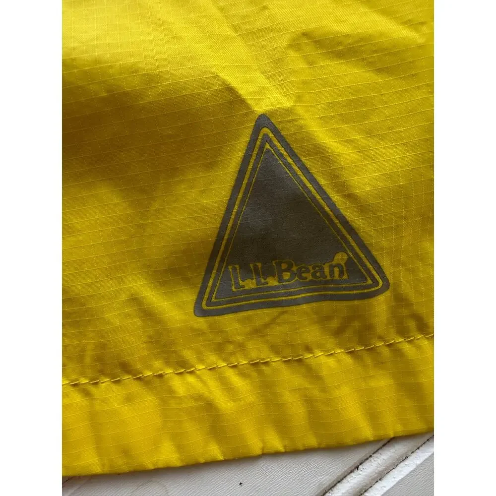 L.L.Bean Kids Yellow Hooded Rain Jacket Windbreaker Size 8 Nylon Reflective